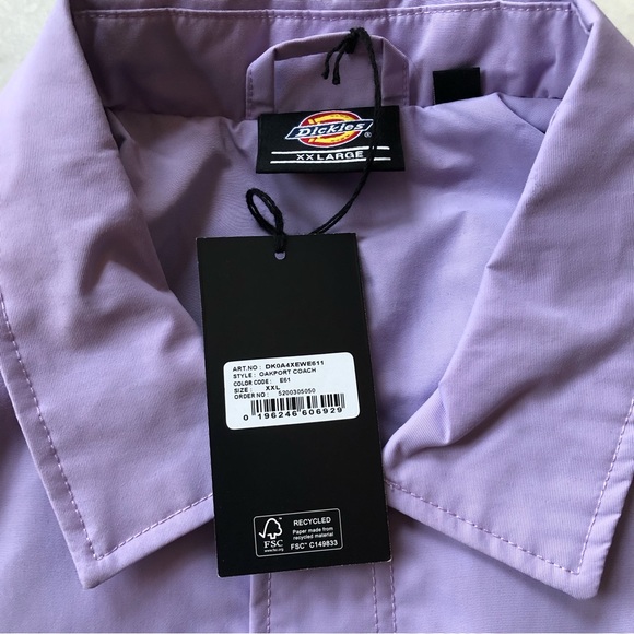 NWT Dickies Lilac Purple Snap Button Windbreaker XXL - Picture 2 of 3